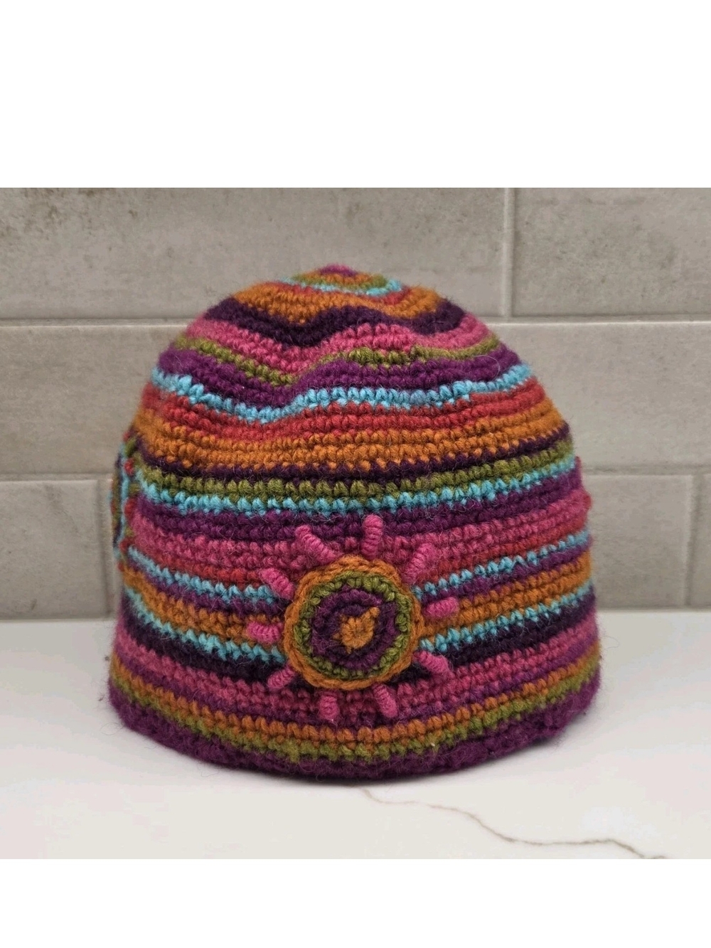 Lost Horizons Handmade Wool Hat Lined Purple Knitted One Size